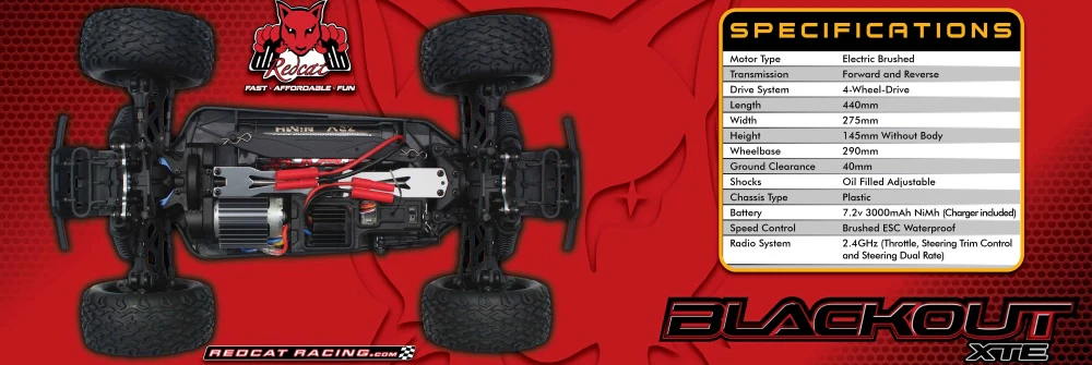 Redcat Blackout XTE RC Truck - 1:10 Brushed Electric Monster Truck - Image 23
